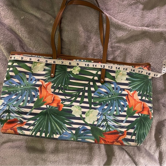 Nine West Tropical Striped Print Tote Bag - Picture 7 of 9